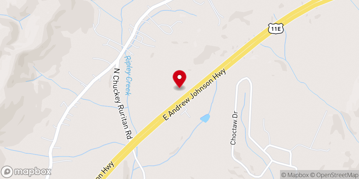 Map showing location of Chuckey Presbyterian Church