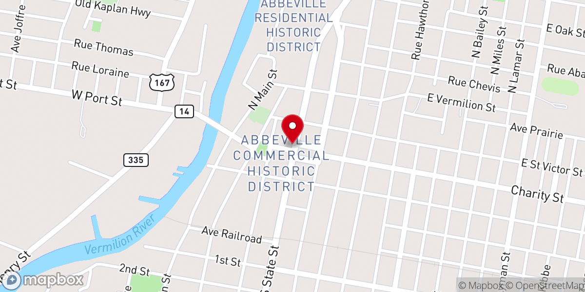 Map showing location of Abbeville City Hall