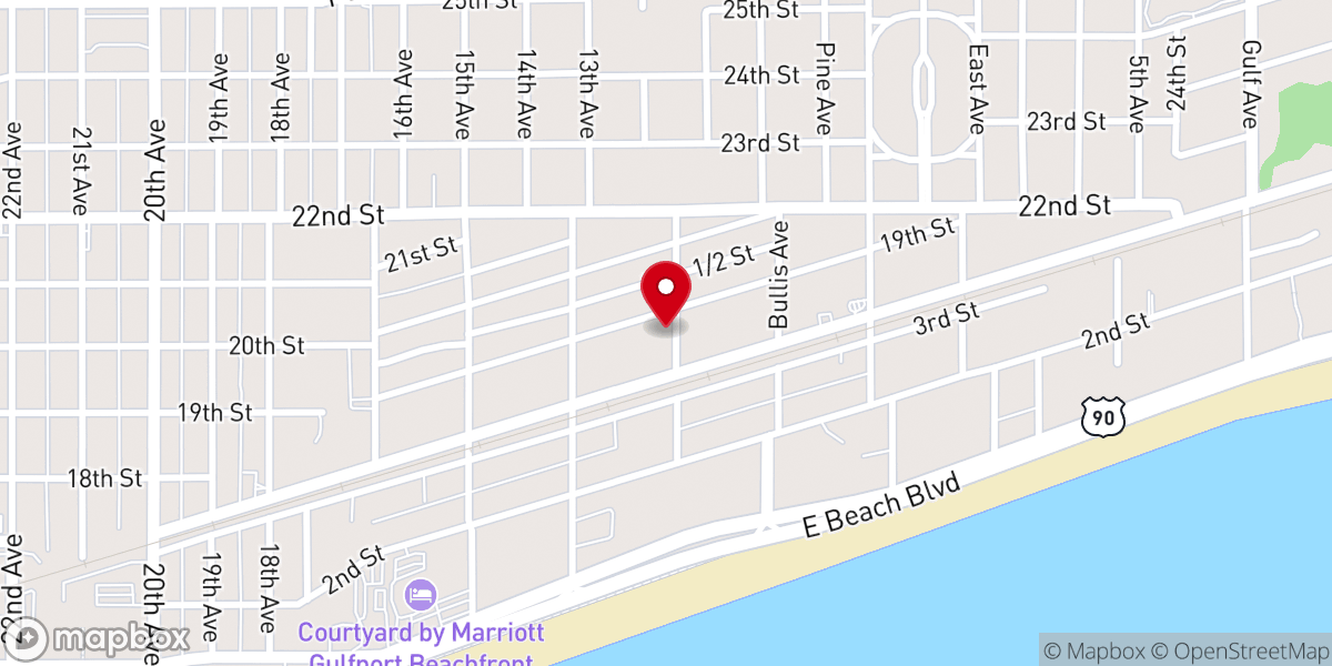 Map showing location of Gulfport Full Gospel Baptist Church