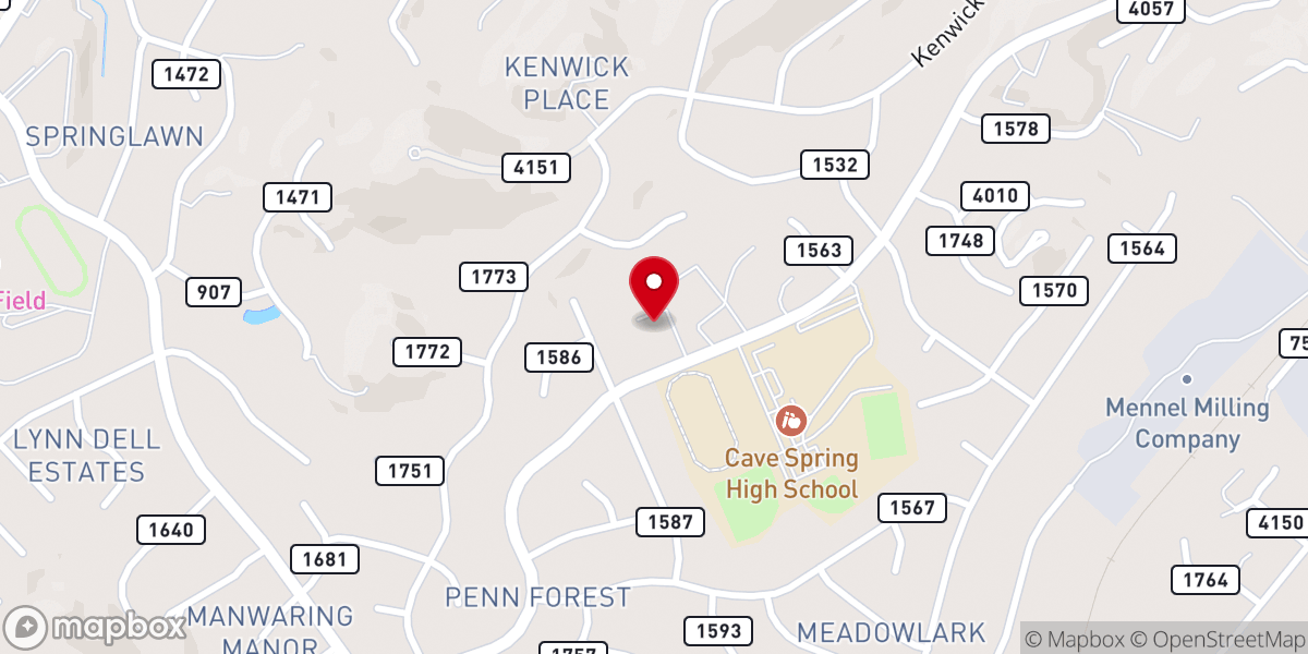 Map showing location of Penn Forest Worship Center