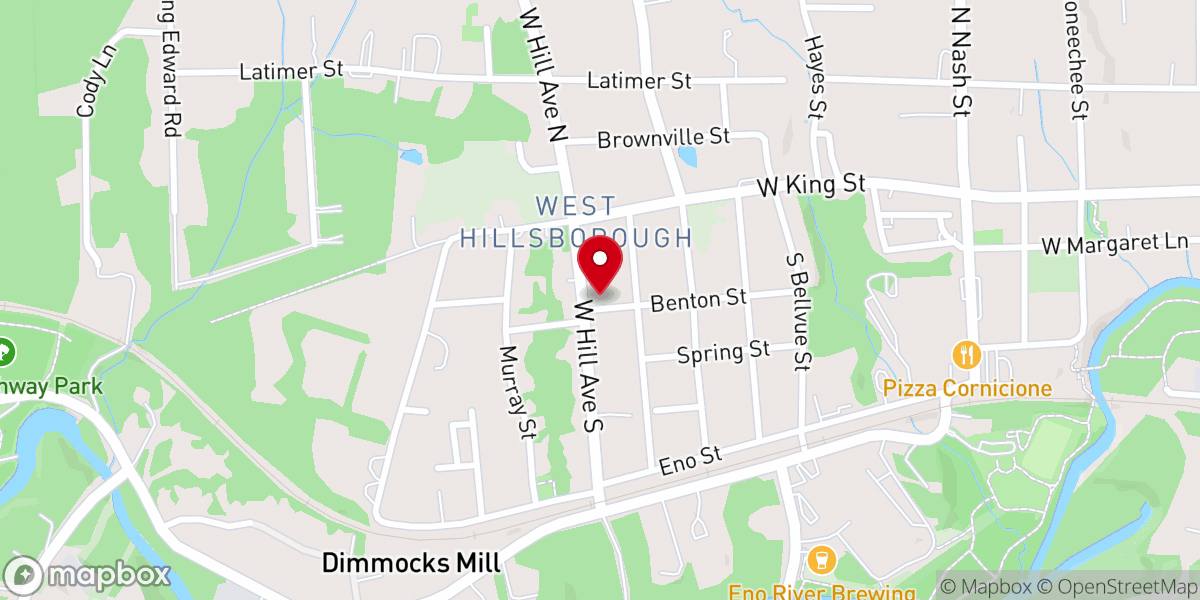Map showing location of Hillsborough Pentecostal Holiness Church