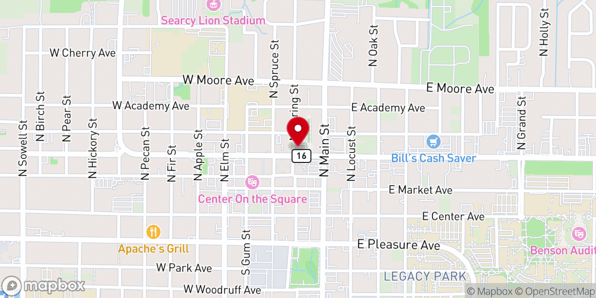 Map showing location of Searcy Cumberland Presbyterian Church