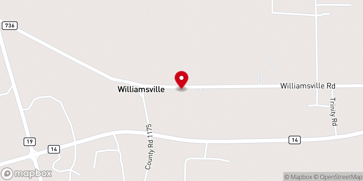Map showing location of Williamsville Baptist Church