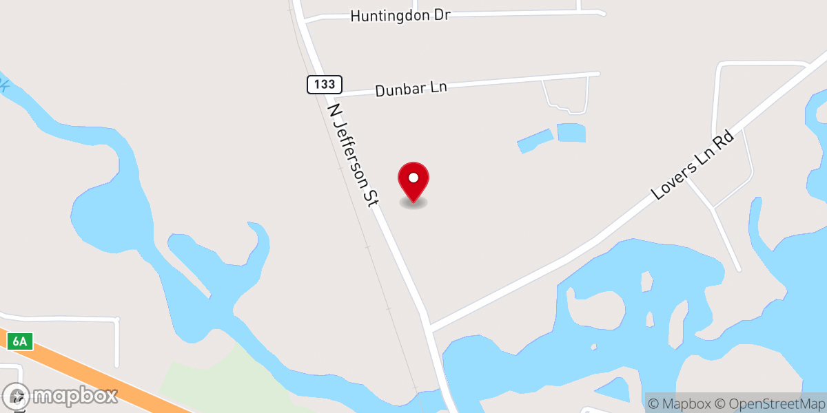 Map showing location of Lakeside Baptist Church