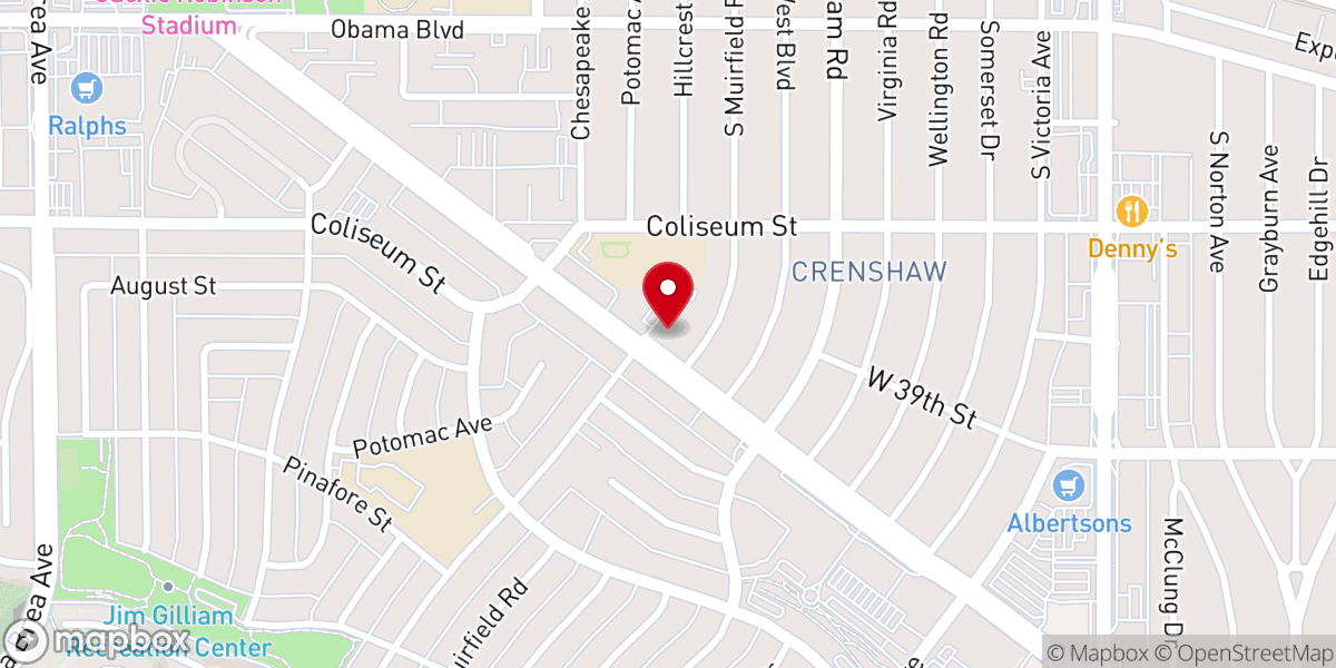 Map showing location of Bethany Baptist Church of West Los Angeles