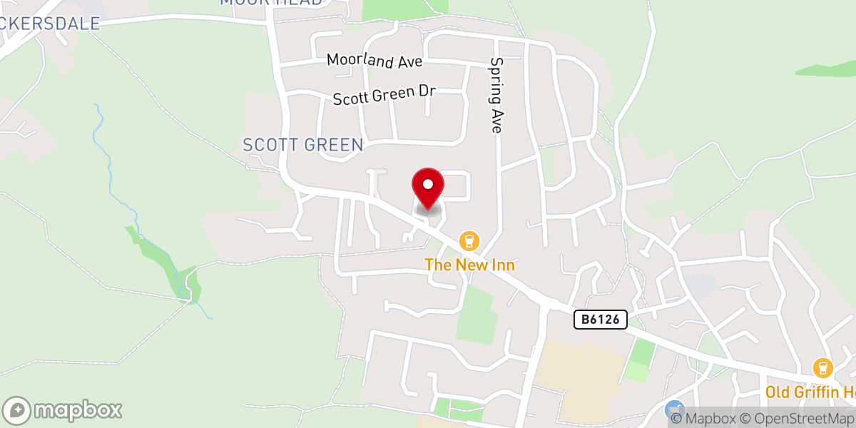 Map showing location of Gildersome Baptist Church