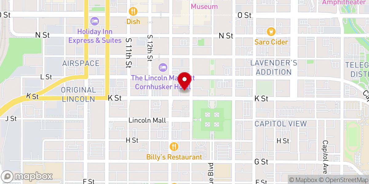 Map showing location of First Baptist Church of Lincoln