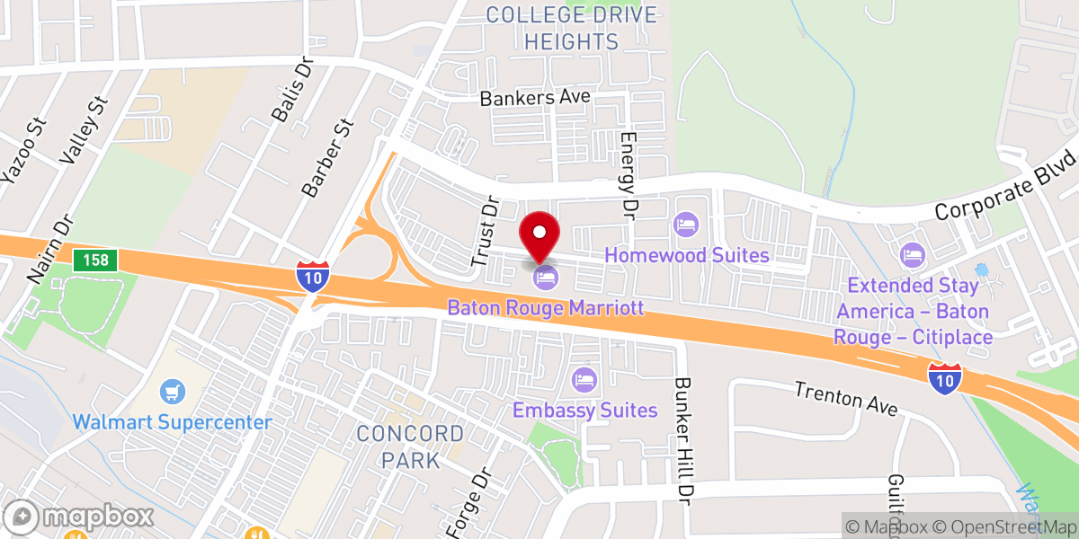 Map showing location of Baton Rouge Marriott