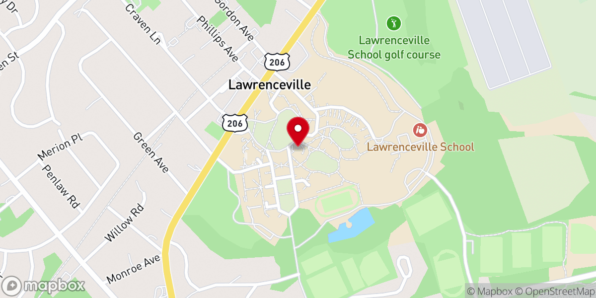 Map showing location of Lawrenceville School Chapel