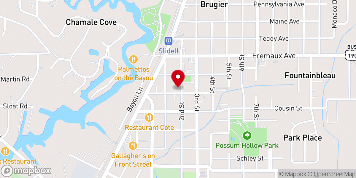 Map showing location of Slidell City Hall