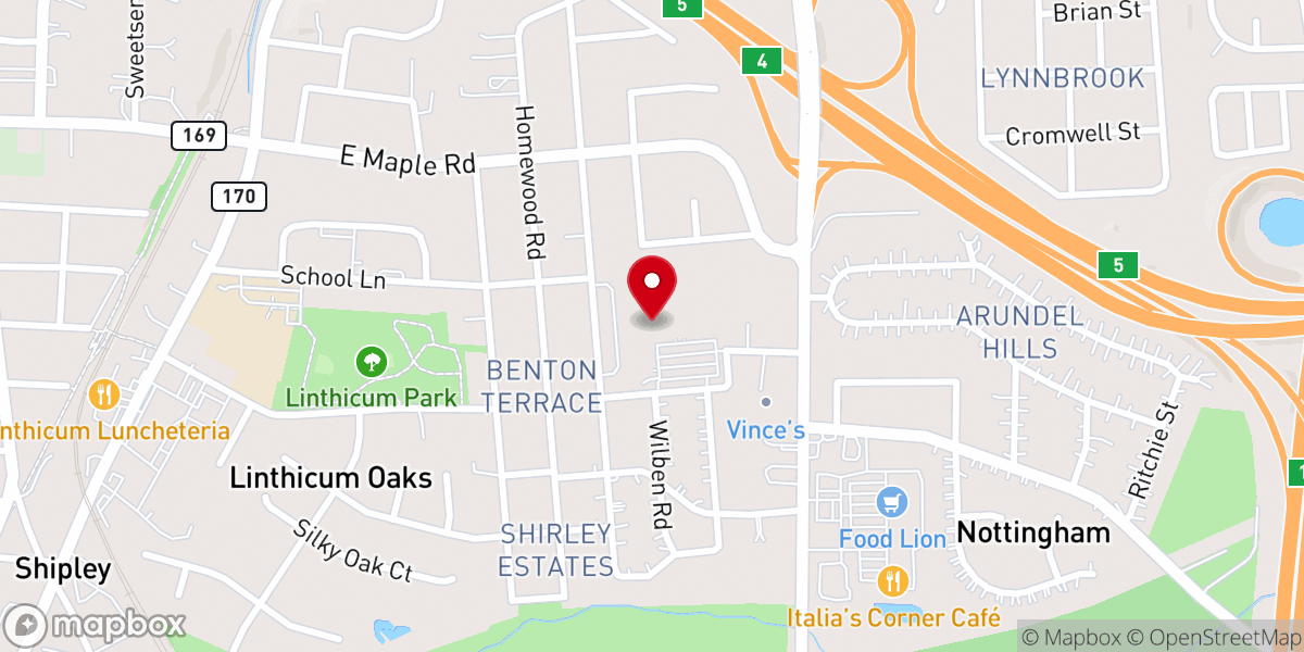 Map showing location of Saint Philip Neri Catholic Church