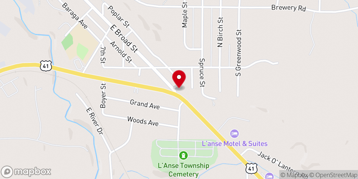 Map showing location of Baraga County: Convention & Visitors Bureau