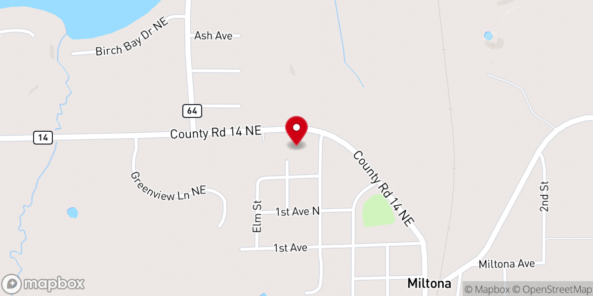 Map showing location of Miltona Community Center