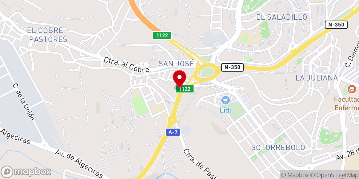 Map showing location of Iglesia de Los Pastores (Parroquia San Agustín)