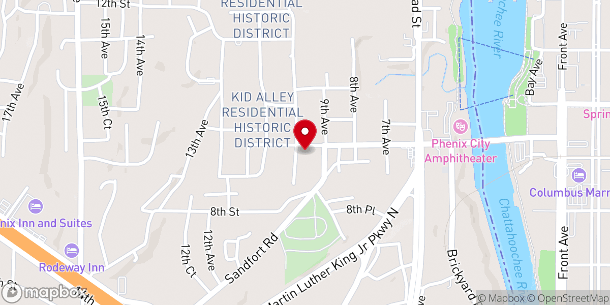 Map showing location of Gaines Chapel AME Church