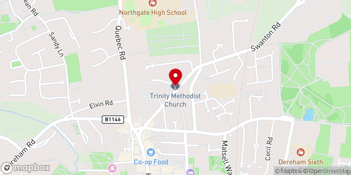 Map showing location of Trinity Methodist Church
