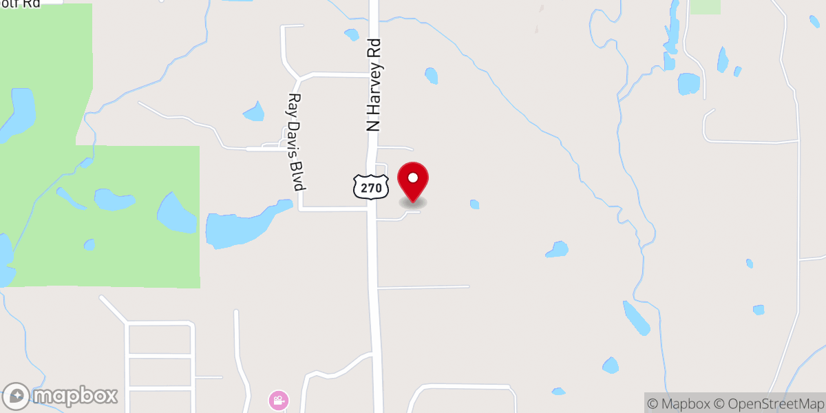 Map showing location of Harvey Road Baptist Church
