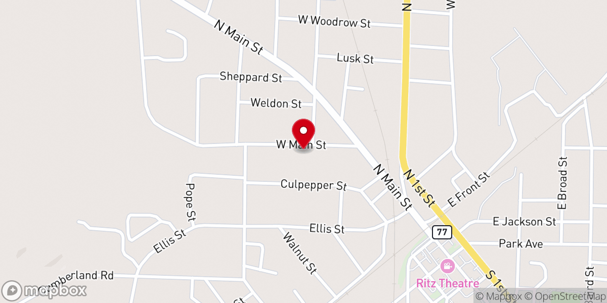 Map showing location of New Hope Primative Baptist Church
