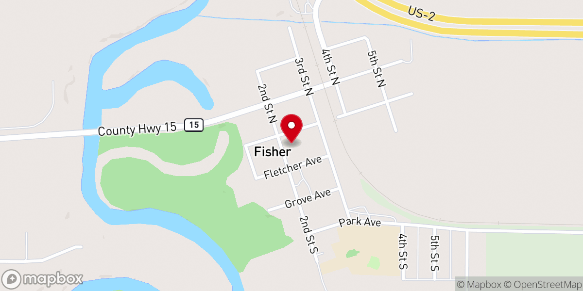 Map showing location of Fisher Lutheran Church