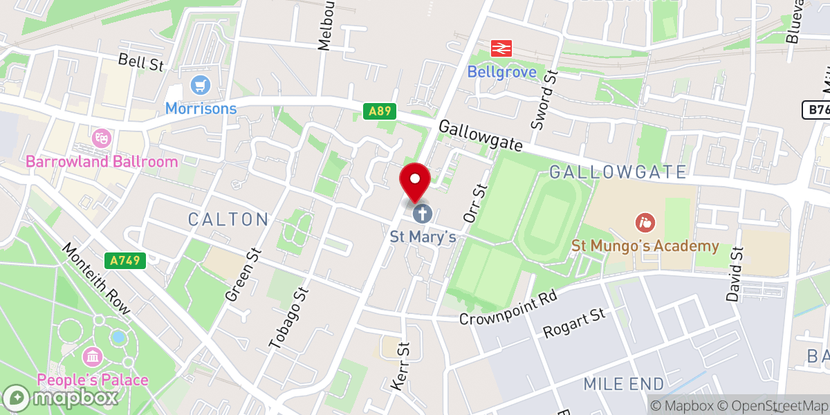 Map showing location of St Mary's RC Church