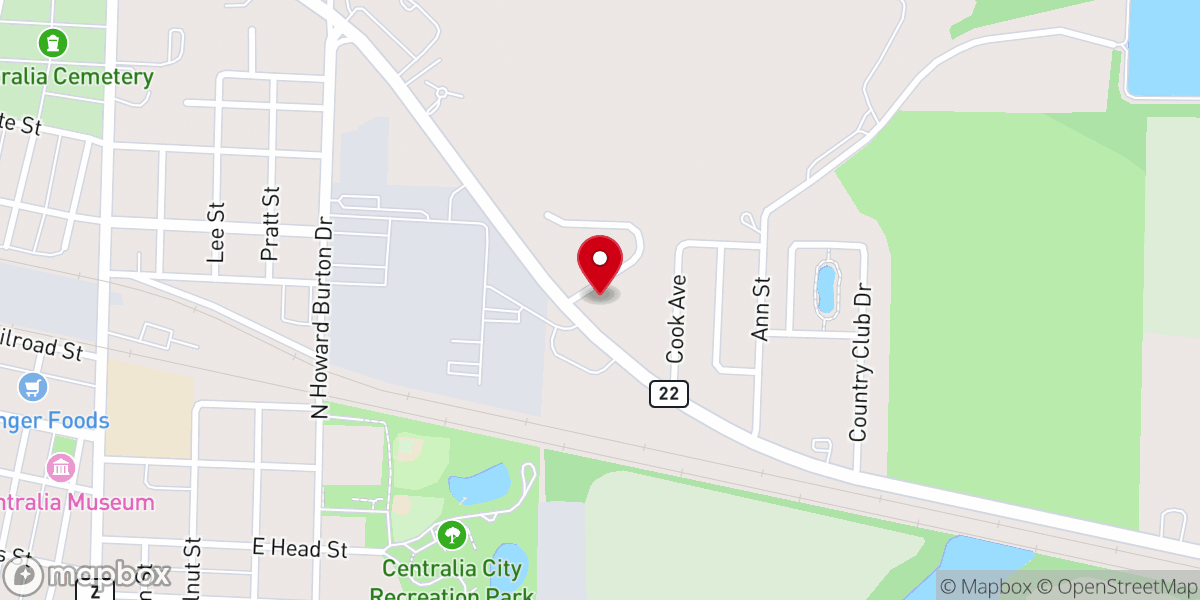 Map showing location of Antioch Baptist Church