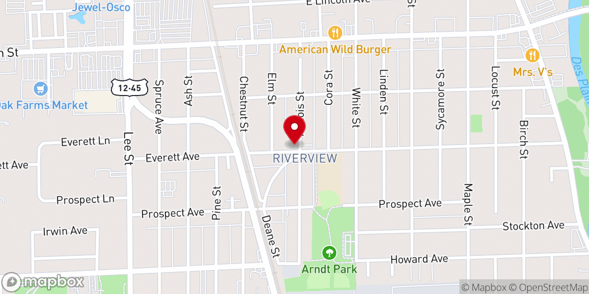 Map showing location of Des Plaines Church of Christ