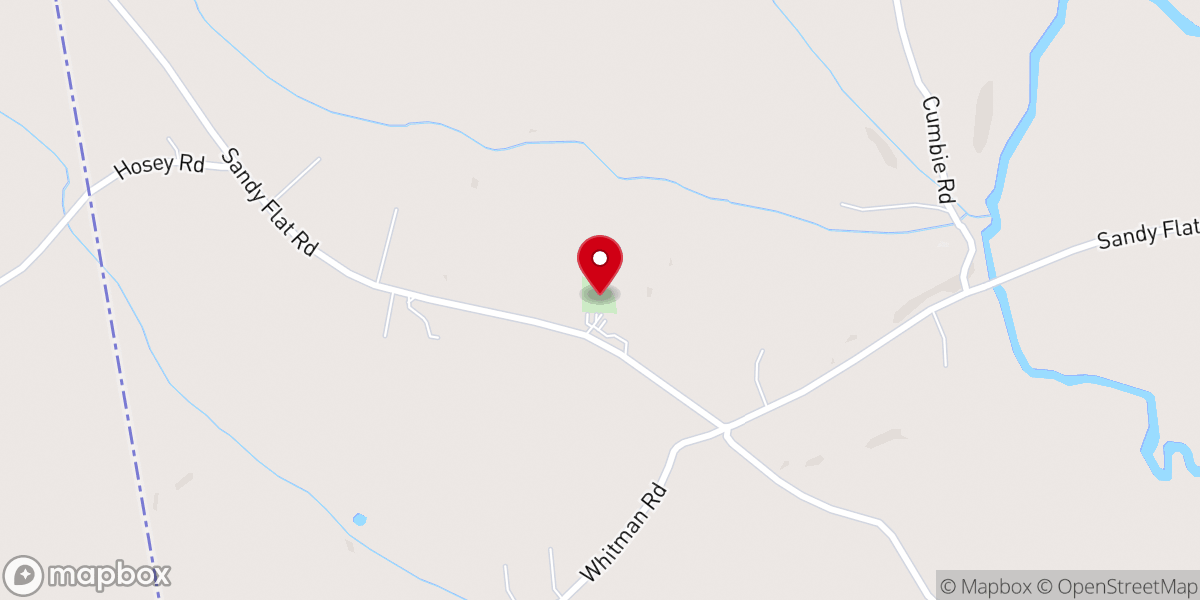 Map showing location of Sandy Flat Baptist Church