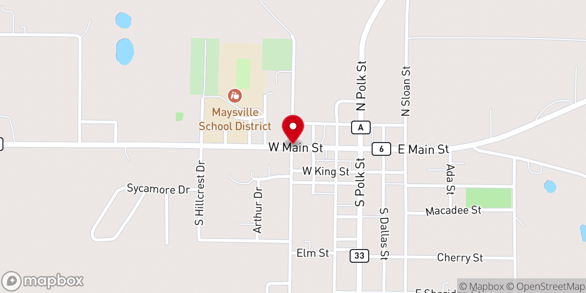 Map showing location of Maysville