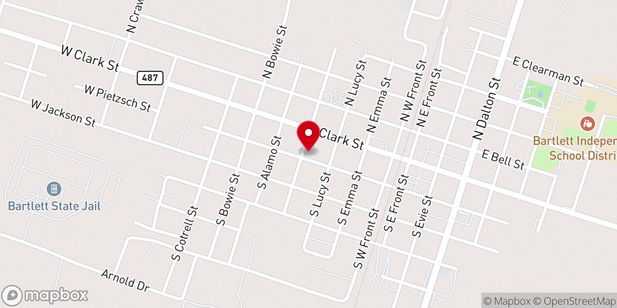 Map showing location of First Presbyterian Church of Bartlett (1899)