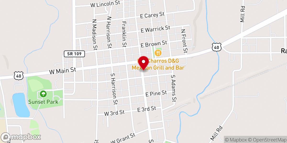 Map showing location of Knightstown United Methodist church