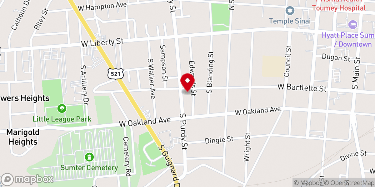 Map showing location of New Fellowship Baptist Church