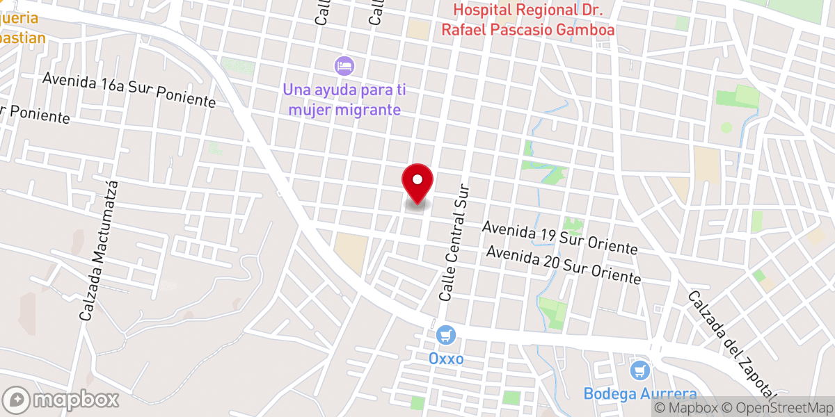 Map showing location of Templo Cristiano de Tuxtla (Iglesia del Nazareno)