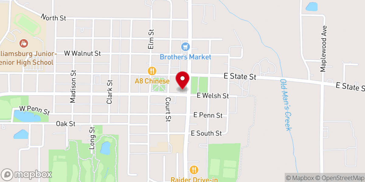 Map showing location of First Presbyterian Church