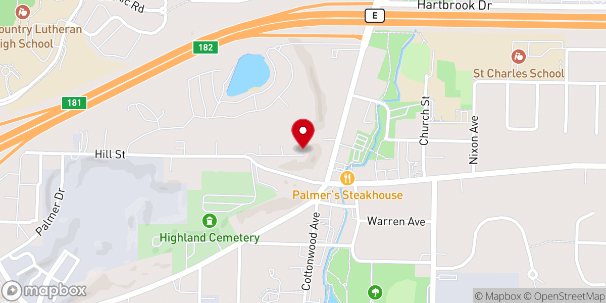 Map showing location of Hartview Apartments