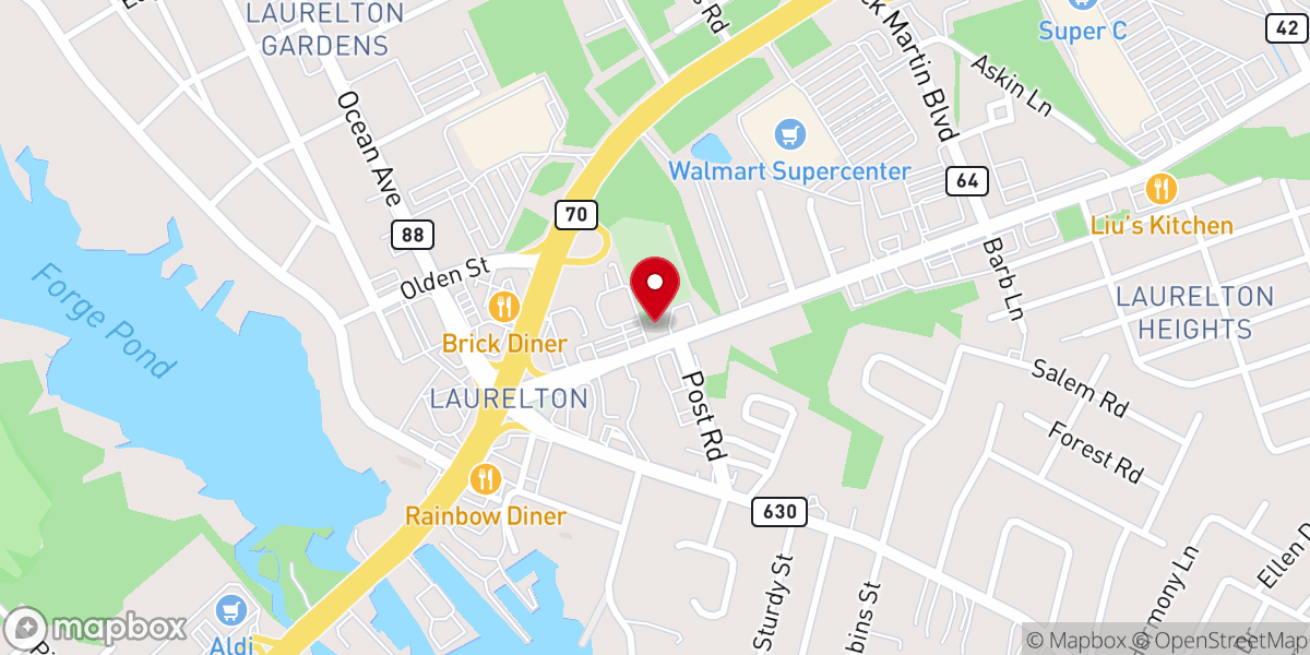 Map showing location of First Baptist Church of Laurelton