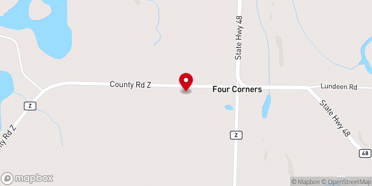 Map showing location of Zion Lutheran Church of Trade Lake