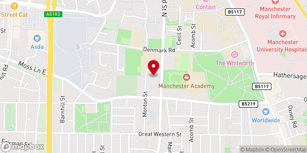 Map showing location of Christ Church Moss Side