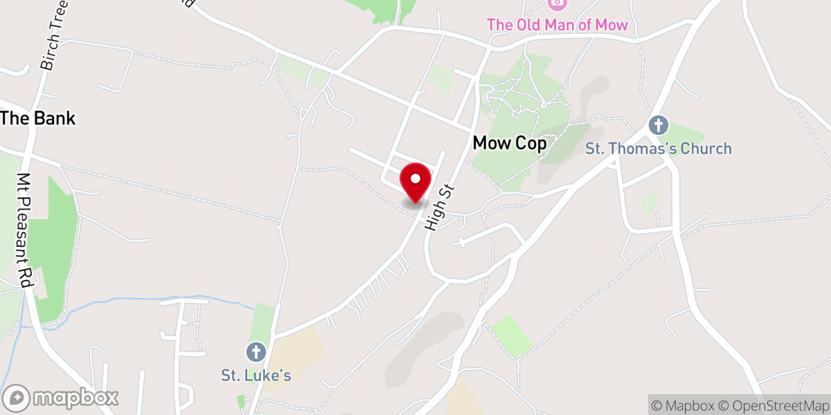 Map showing location of Mow Cop Methodist Church