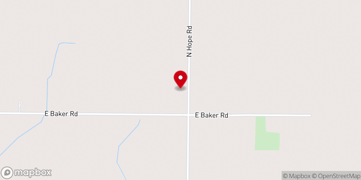 Map showing location of Hope Baptist Church