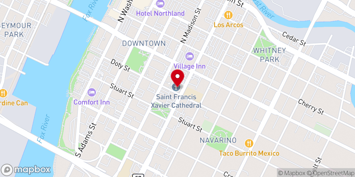 Map showing location of St. Francis Xavier Cathedral
