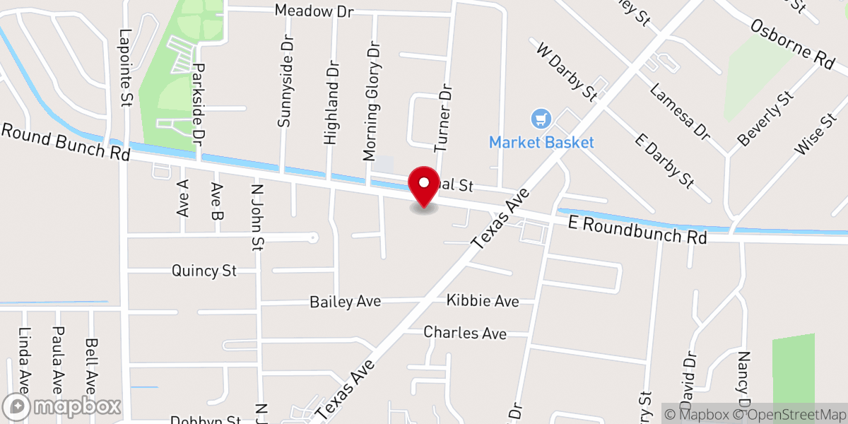 Map showing location of First Baptist Church of Bridge City