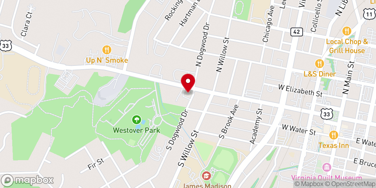Map showing location of Harrisonburg Seventh-day Adventist Church