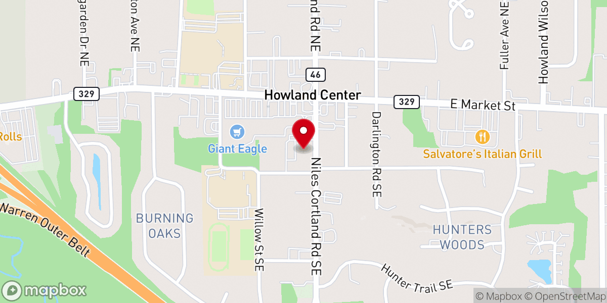 Map showing location of Howland Community Church