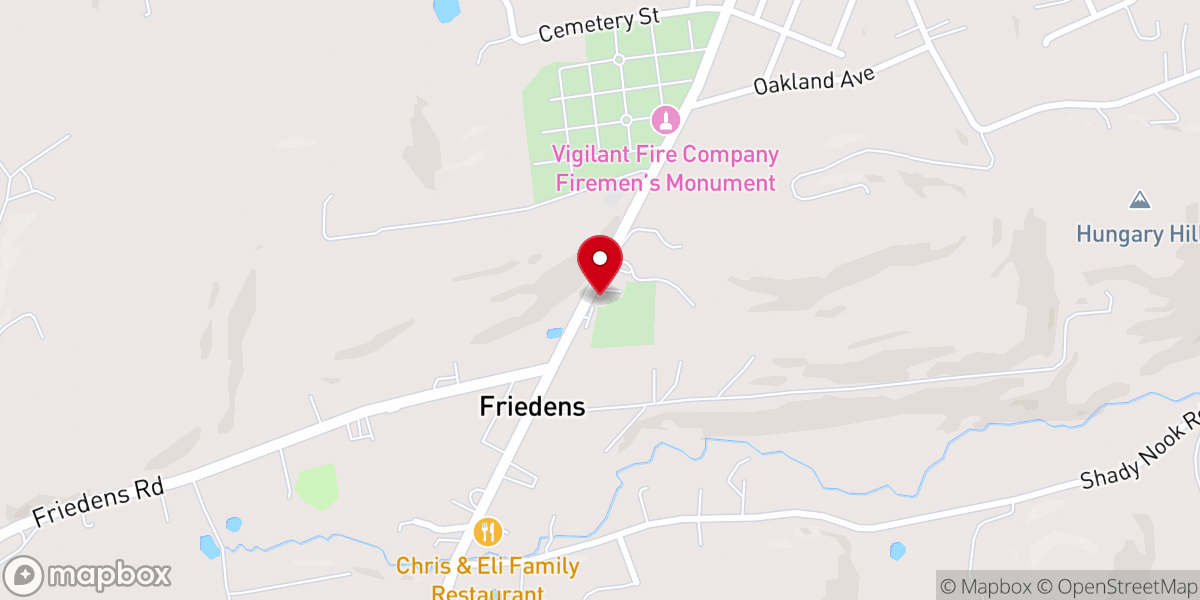 Map showing location of Friedens UCC Church
