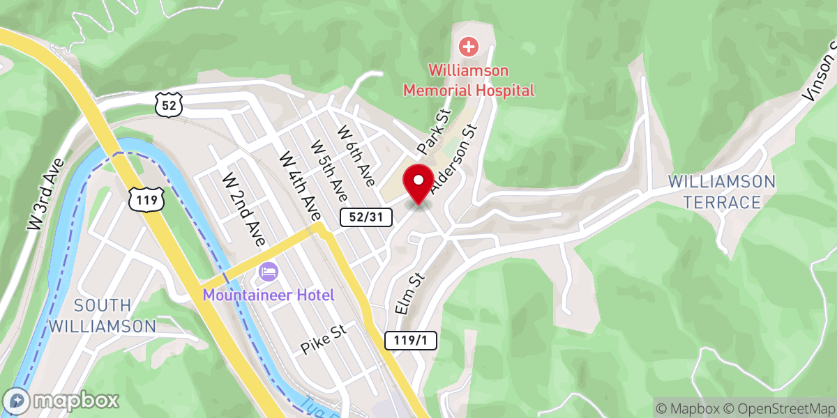 Map showing location of Logan Street First Baptist Church