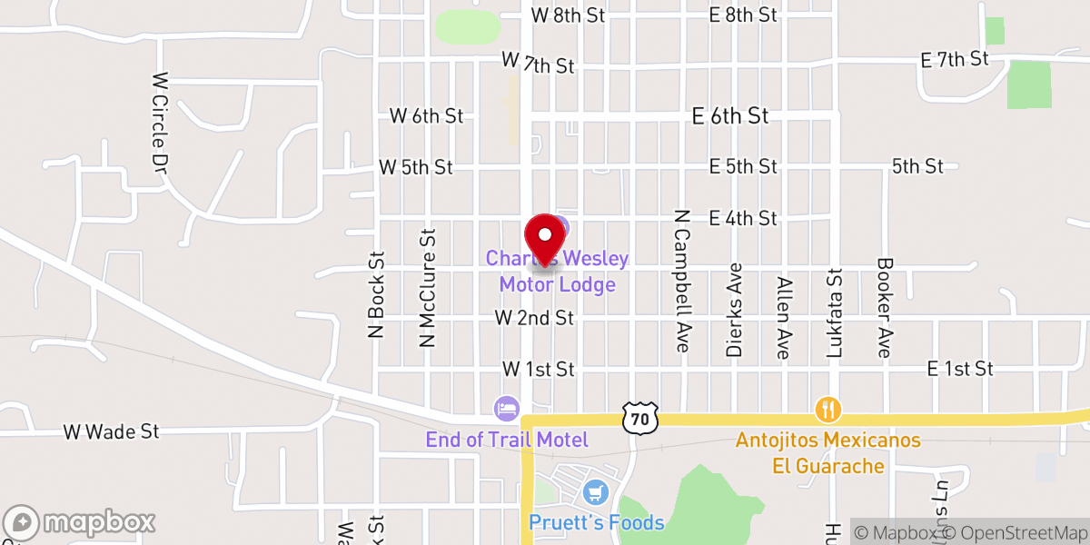 Map showing location of Cumberland Presbyterian Church