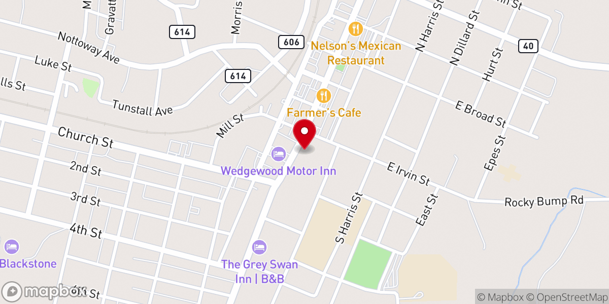Map showing location of Blackstone Baptist Church