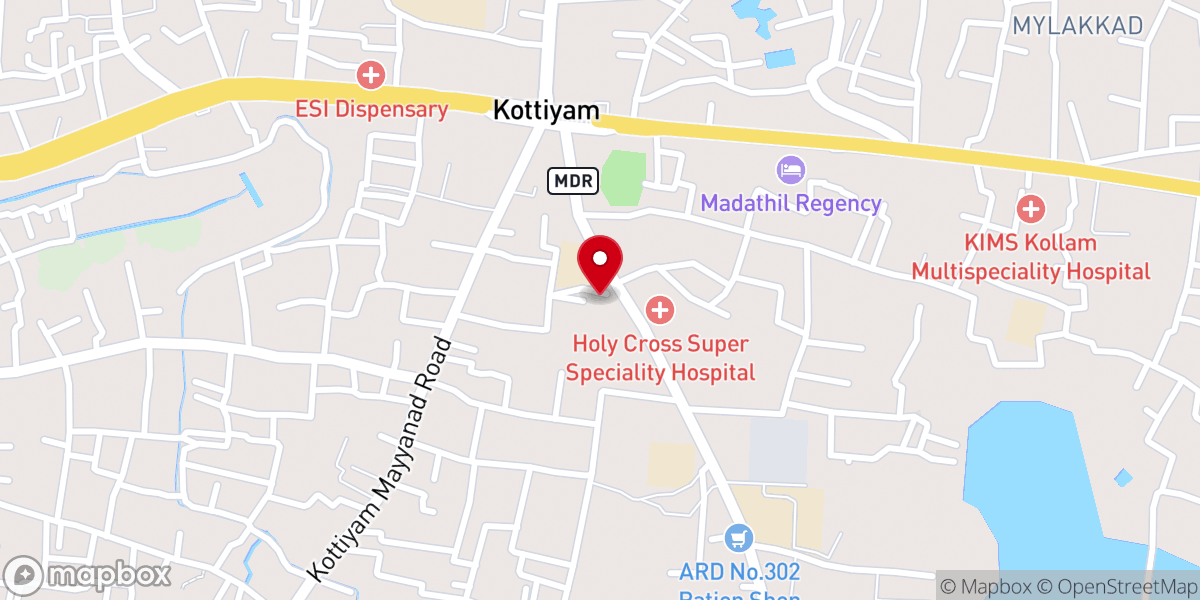 Map showing location of Our Lady of Perpetual Help Roman Catholic Forane Church, Kottiyam