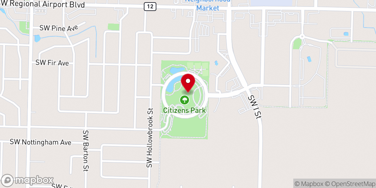 Map showing location of Bentonville Community Center