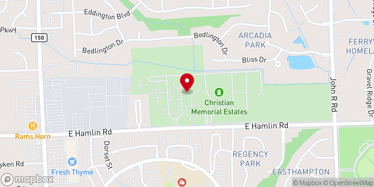 Map showing location of Christian Memorial Estates